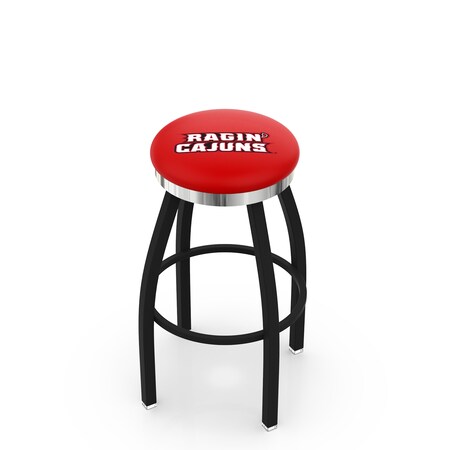 36 Blk Wrinkle Louisiana-Lafayette Swivel Bar Stool,Chrome Ring